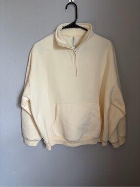 Womens Cream Quarter-Zip Fleece Pullover